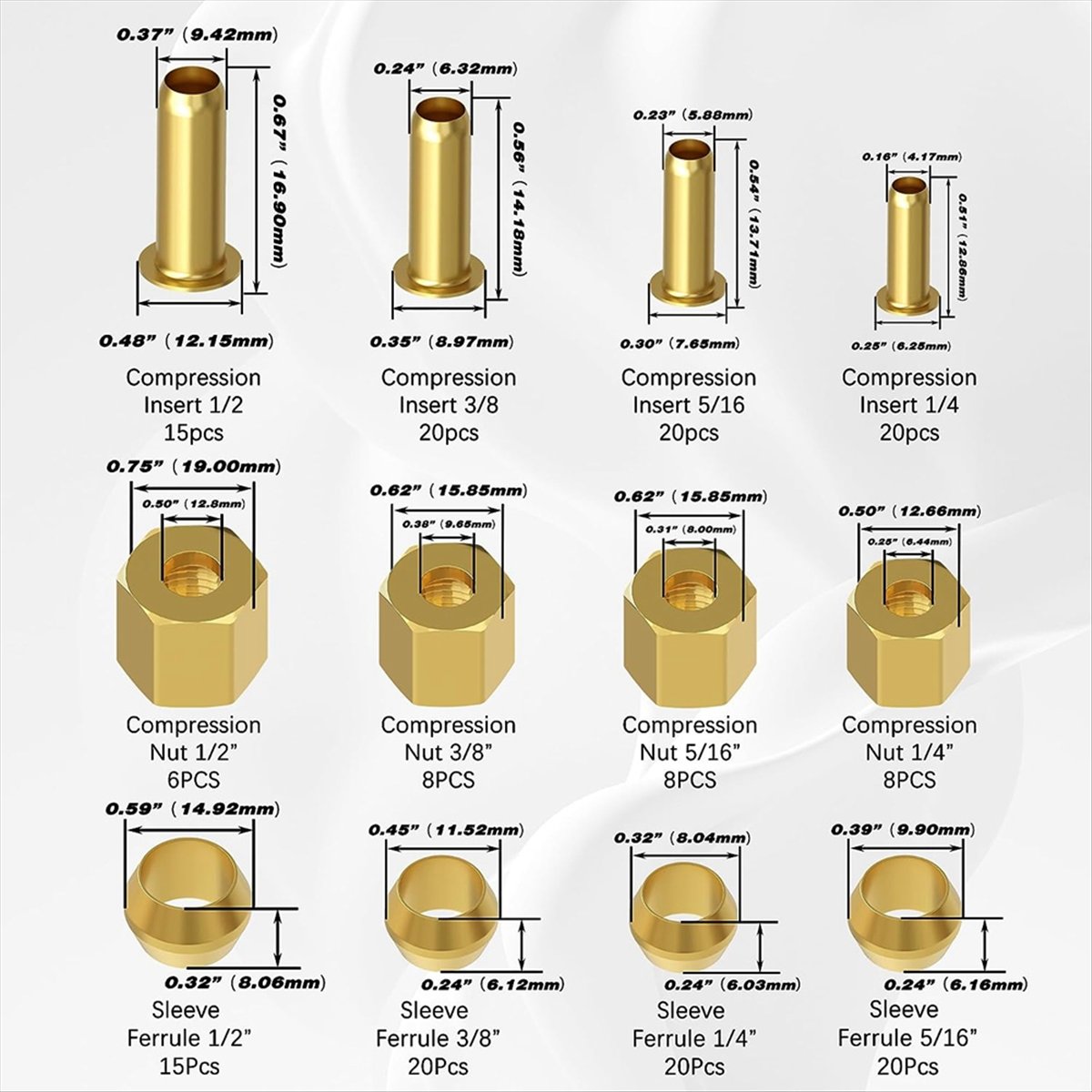 Compression Fitting Brass - طقم تجهيزات ضغط نحاسية متنوعة AT16